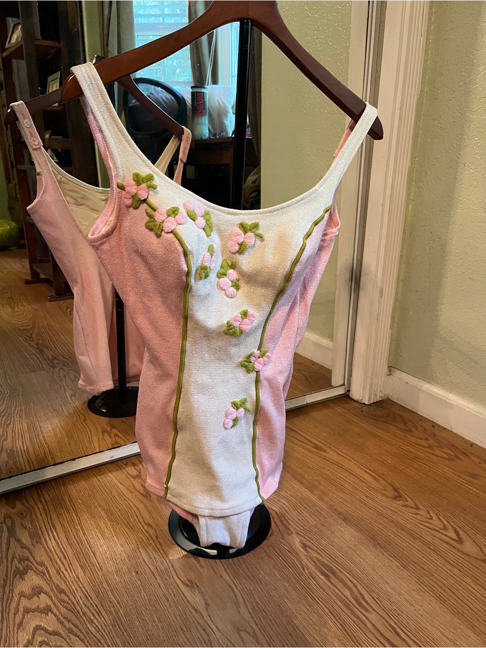 Women’s Pink and White Floral One-Piece Swimsuit